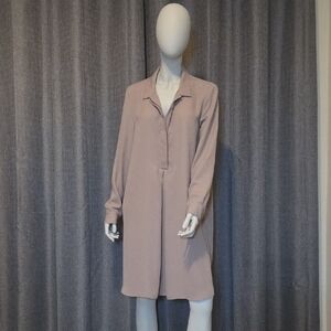 Babaton Long Sleeve Shirt Dress In Mauve-Pink Taupe
